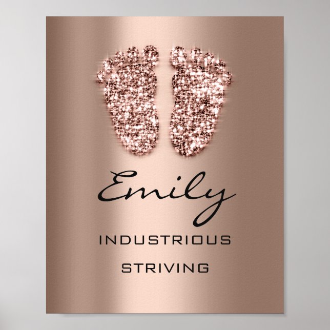 Poster Emily Name Significa New Baby Feet Rosa Glitter (Frente)