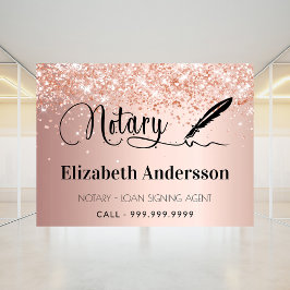 Poster Emissão notarial de rosa dourado do agente assinan