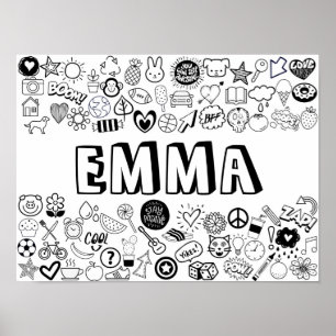 Poster 'EMMA' Colour-it-Yourself Outline Design