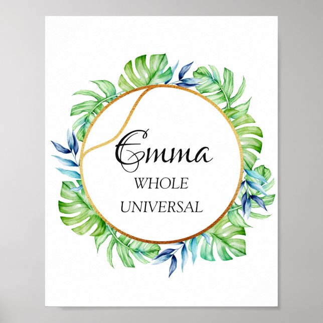 Poster Emma Name Significa Tropical Bridal Birthday Gift (Frente)