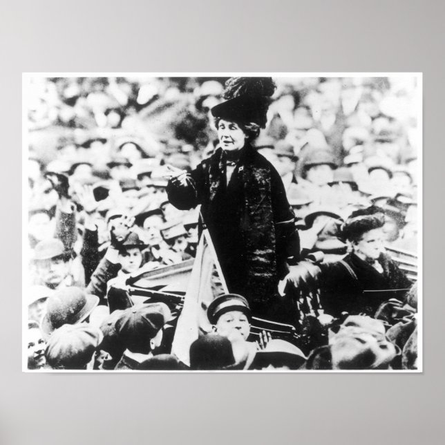 Poster Emmeline Pankhurst Dirigindo-se a uma multidão (Frente)