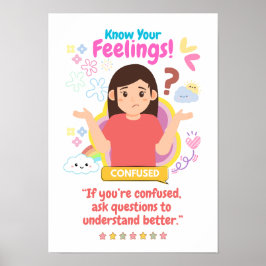 Poster Emoções das Crianças com Destaque para Confuso