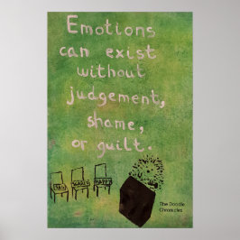 Poster Emoções Podem Existir Sem Julgamento - Hedgehog