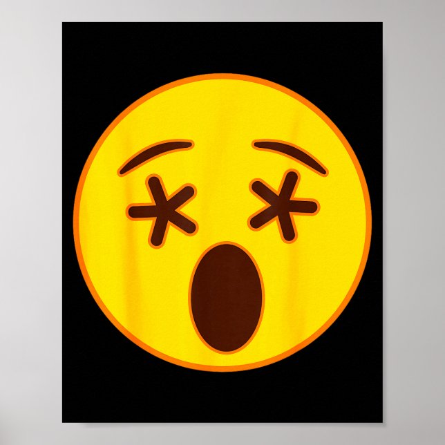 Poster Emoji Crossed Out Eyes Yellow Smile Face  (Frente)
