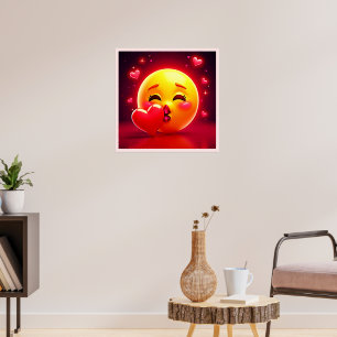 Poster Emoji de Beijo: Arte de Amor e Corações