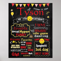 Emoji Festa de aniversário chalkboard sign red boy