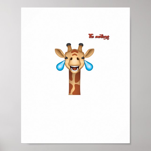 Poster emoji girafa chorando feliz rosto   (Frente)