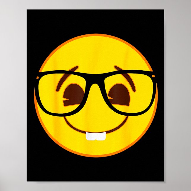 Poster Emoji Nerd Gles Yellow Smile Face  (Frente)