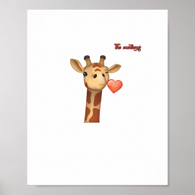 Poster emoji piscando beijando coração girafa rosto   (Frente)