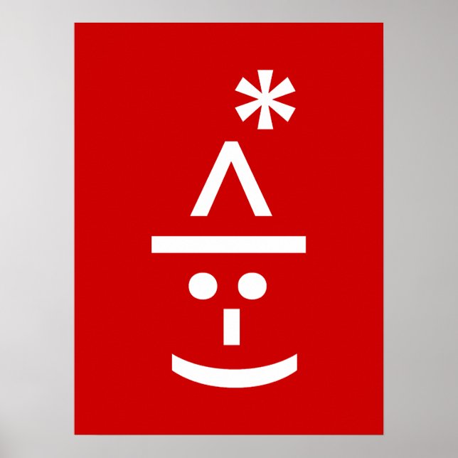 Póster Emoticon de Elfo de Natal Arte de Texto ASCII de N (Frente)