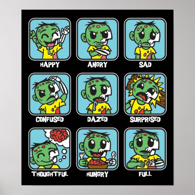 Poster Emoticons de Zumbi (Frente)