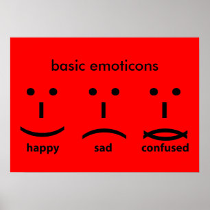 Poster Emoticons Felizes, Tristes e Confundidos