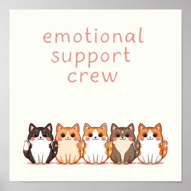 Poster Emotional Support - Kawaii Cutie Kitties - Cat Mom (Frente)