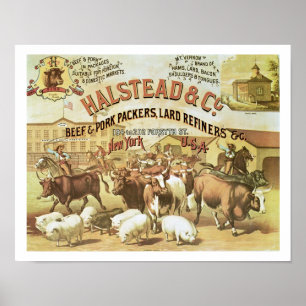Póster Empacotador da carne & da carne de porco, c.1880