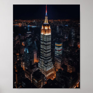 Poster Empire State Building Lit up at Night