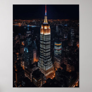 Poster Empire State Building Lit up at Night