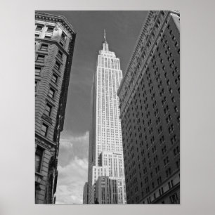 Póster Empire State Construindo Foto Preta E Branca