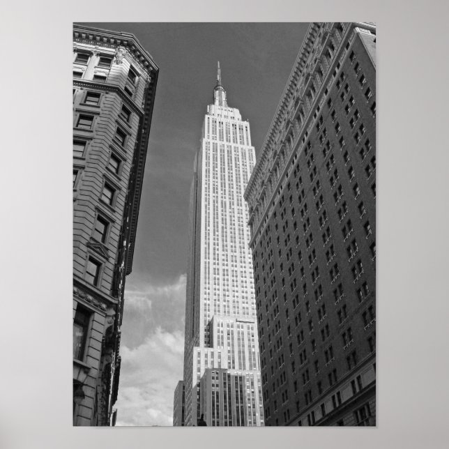 Póster Empire State Construindo Foto Preta E Branca (Frente)
