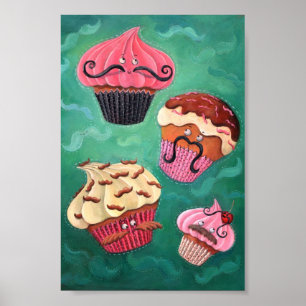 Póster Emporium mágico de voar cupcakes Mustached