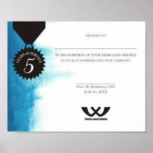 Poster empregado da aguarela certificado de um