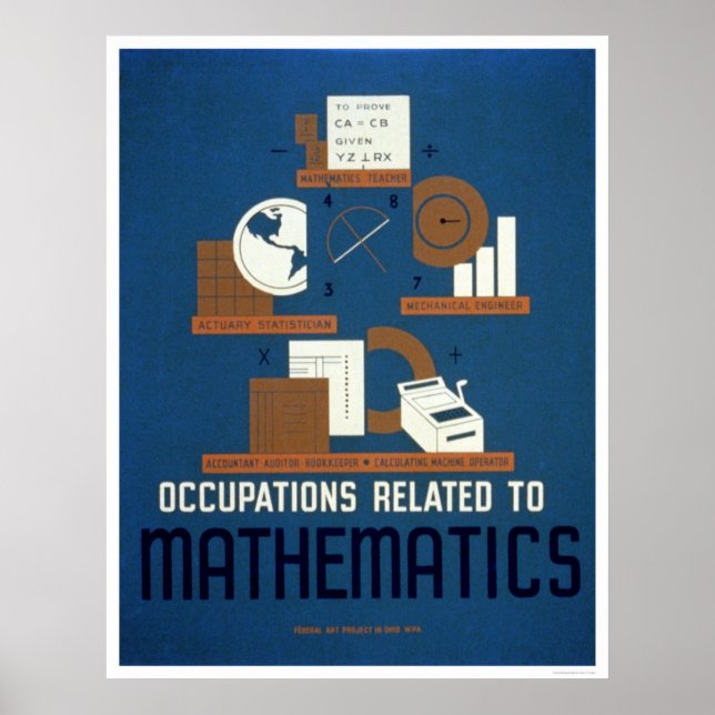 Poster Empregos Em Matemática 1937 WPA (Frente)