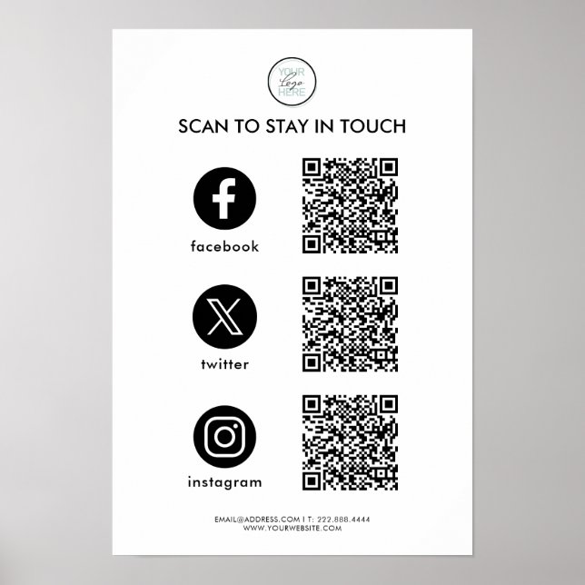 Poster Empresa de Código QR de Mídia Social (Frente)