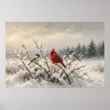 Empresa de Inverno Cardinal e Chickadees
