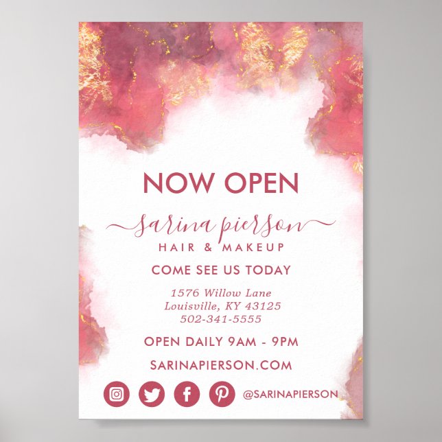 Poster Empresa De Tinta Líquida De Arte Moderna, Rosa E D (Frente)