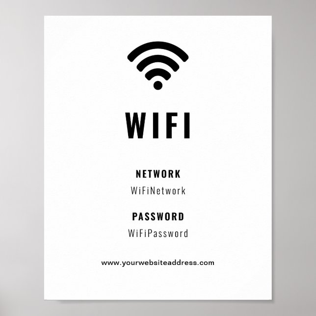 Poster Empresa empresarial WiFi preto e branco (Frente)