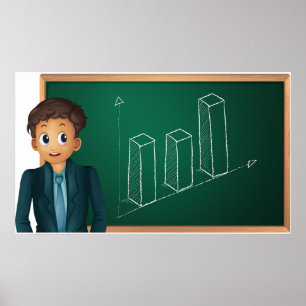 Poster Empresário Apresentando Gráfico de Barra de Cresci
