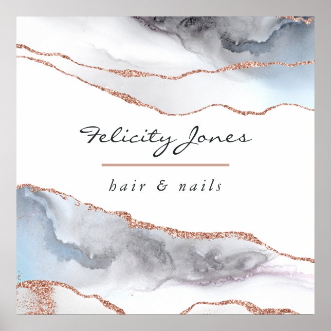 Poster Empresas de agata Dourada branca e Rosa (Frente)