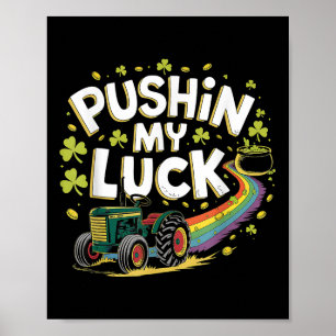Poster Empurrando minha sorte Trator de Dia de São Patríc