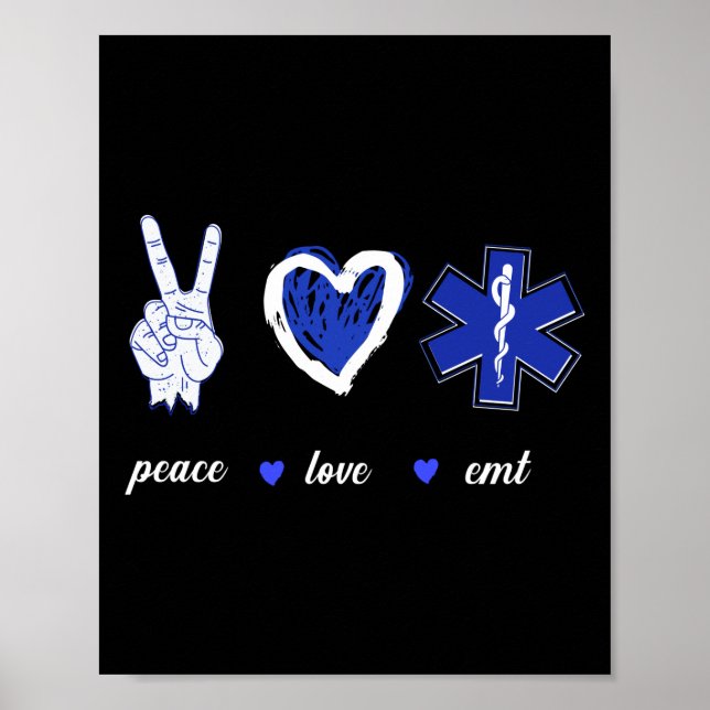 Poster EMS Emergency Peace Love EMT (Frente)