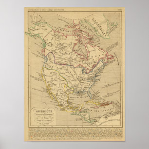 Poster En 1840 de Amerique Septentrionale