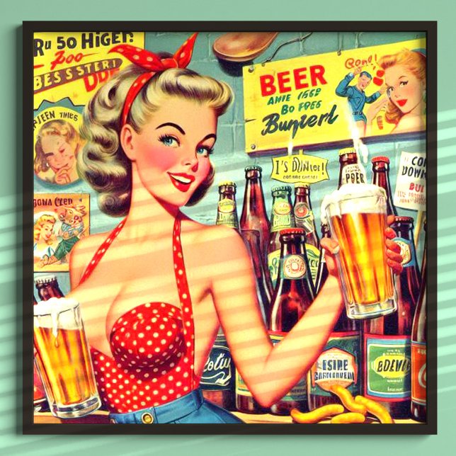 Poster Encaixe a Cerveja da Vintage (Criador carregado)