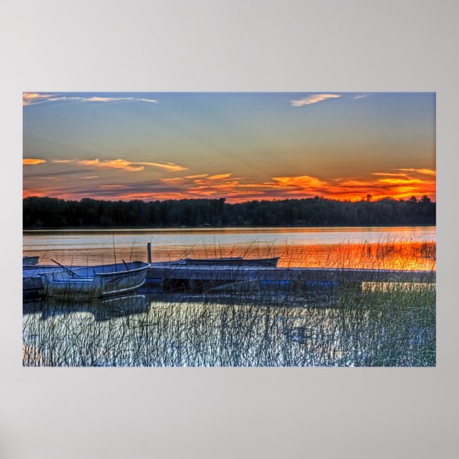 Póster Encaixe e Rowboat Sunset (Frente)