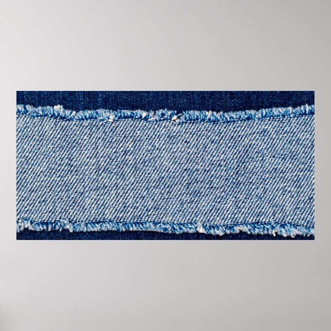 Poster Encaixe o quadro do tecido de jeans azuis. Fabr de (Frente)