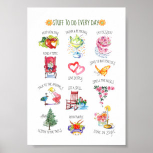 Poster Encantador De Coisas Ilustradas A Fazer