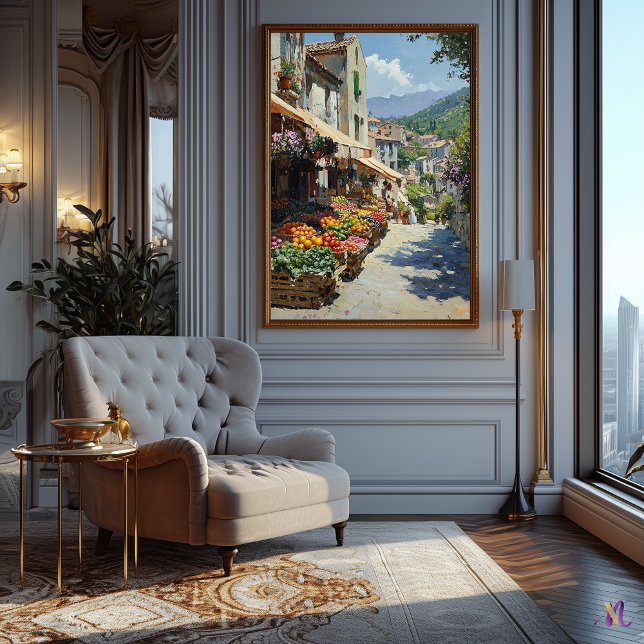 Poster Encantador mercado de vilarejos em estilo impressi (Criador carregado)