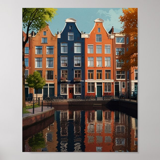 Poster Encantadora Cidade de Amsterdã (Frente)