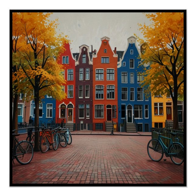 Póster Encantadora Cidade de Amsterdã (Frente)