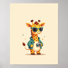 Poster Encantadora Girafa Safari Kids Room Art