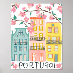 Poster Encantamento de casas em Portugal Trabalho de arte