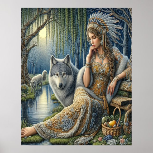 Poster Encantamento Lua na Floresta Mística16x20 (Frente)