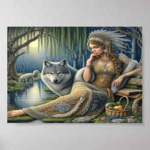 Poster Encantamento Lua na Floresta Mística7x5