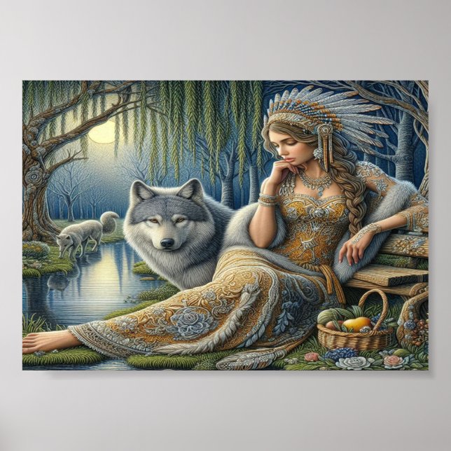 Poster Encantamento Lua na Floresta Mística7x5 (Frente)
