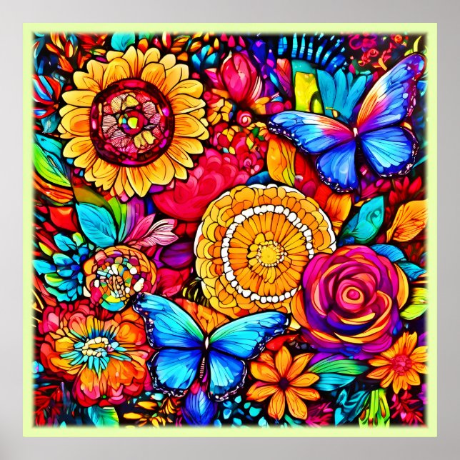 Poster Encantando Borboleta Floral (Frente)