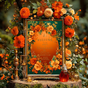 Póster Encantando Casamento de Druida de Outono Laranja e