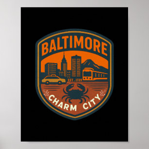 Poster Encanto da cidade retrô Vintage Maryland Ltimore C