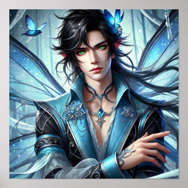 Poster Enchanted Fairy Prince with Emerald Eyes (Frente)